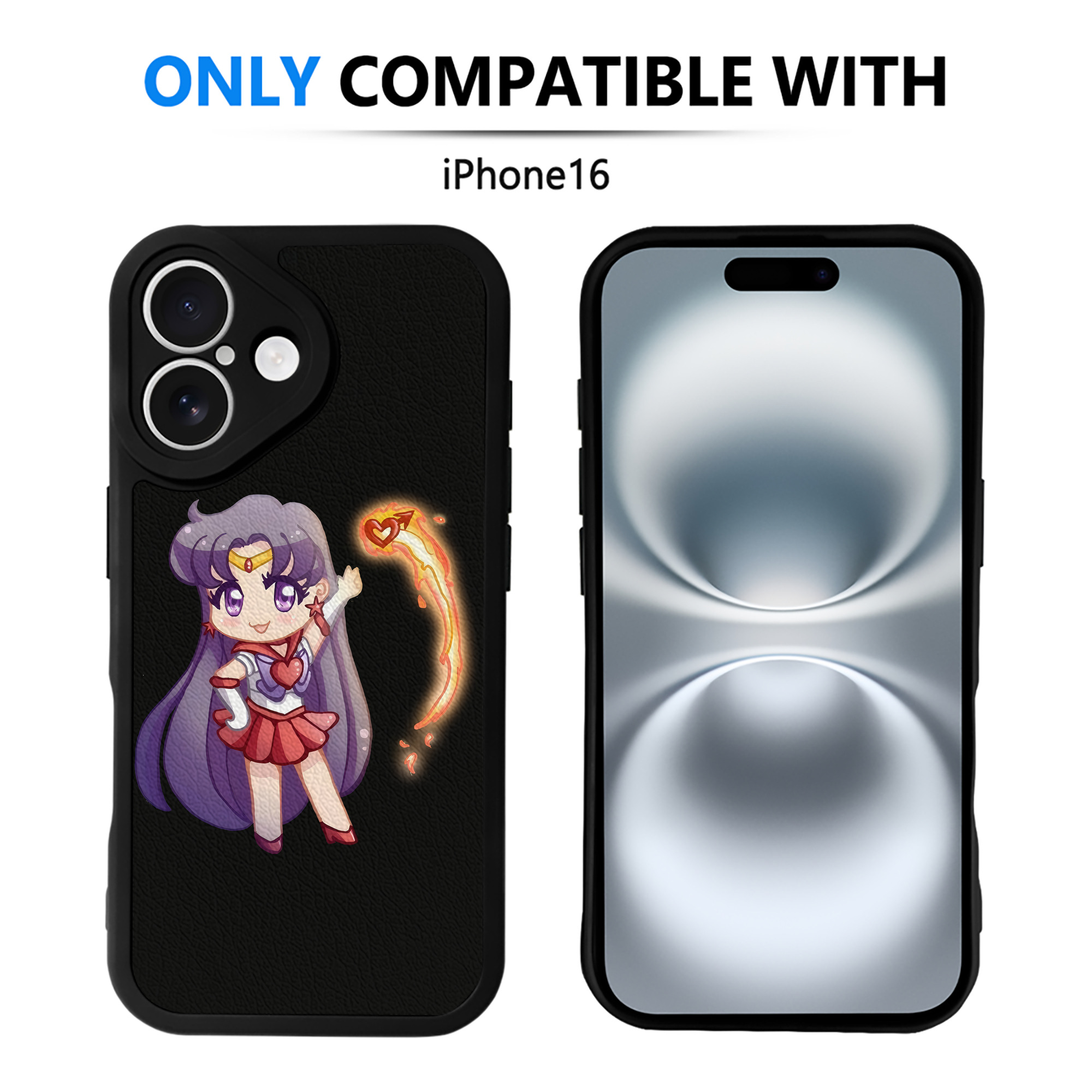 （画像用） 美少女戦士セーラームーン 火野レイ ひの レイ Sailor Moon Hino Rei （セーラーマーズ,Sailor Mars） 【iPhone 16シリーズ対応】シリコンスマホケース（レザー調） 材質：シリコン